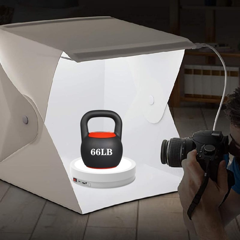 JAYEGT Variety Colors LED Light Base Non-Slip Rotating Display Stand , 66Lbs Load,360 Photography Turntable for Products Shows, Glass Crystal Artwork, Jewelry,Remote control(8.66inch / 6Color LED Light / White / Wired) - Image 3